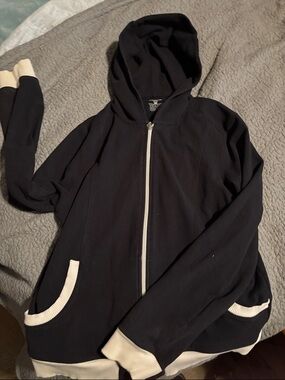 Jones New York Sport Black Zip Hoodie with White Logo